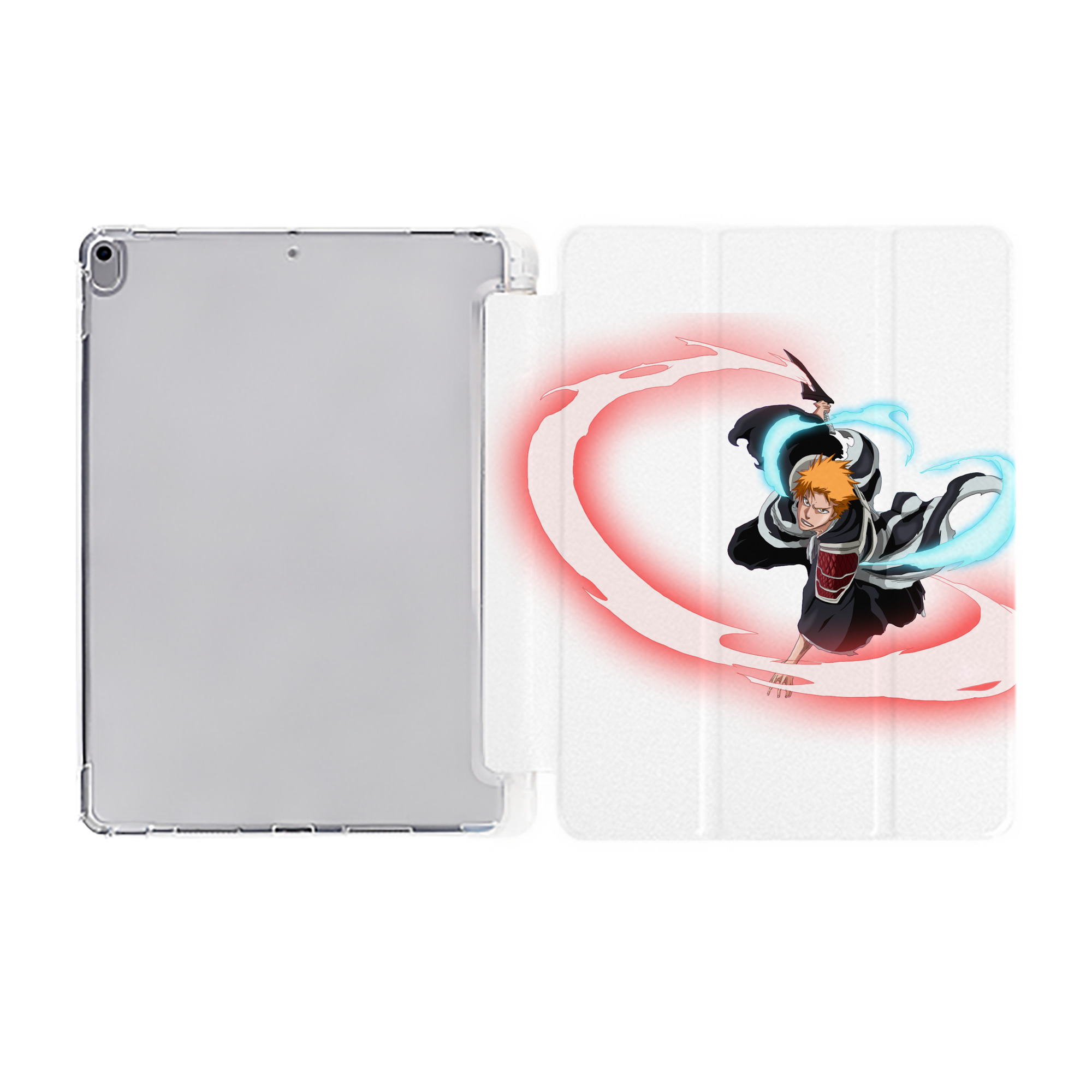 （画像用） ブリーチ 黒崎一護（くろさき いちご）BLEACH Kurosaki Ichigo IPad ケース ペン収納付き 三つ折りスタンド PUレザー×シリコン 対応機種9.5/10.5/10.9インチ